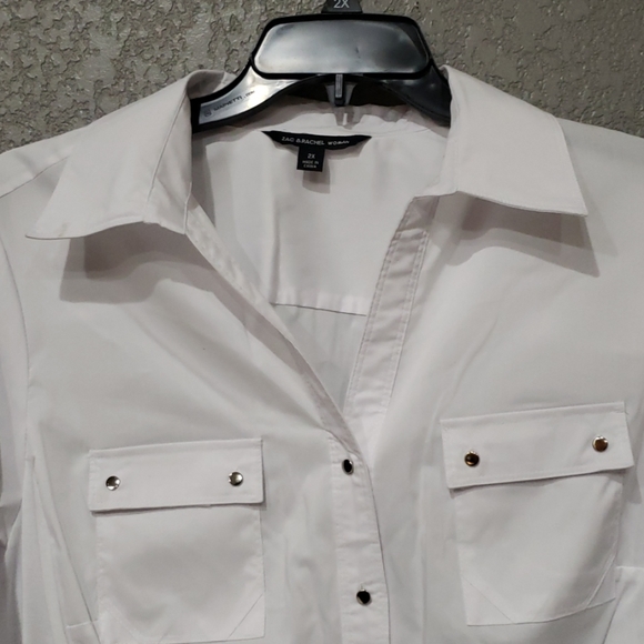 Zac & Rachel Womens stretch shirt White size 2X New - Picture 2 of 4